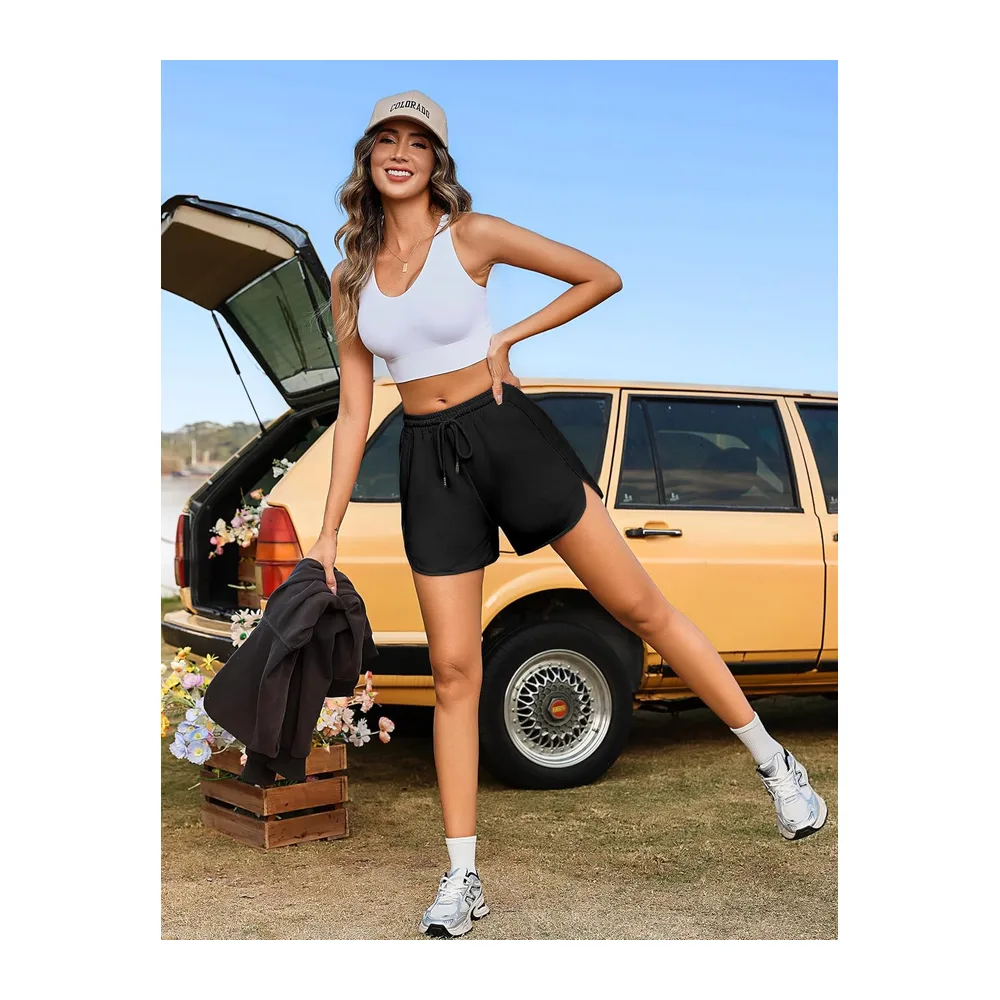 Short Short de Sport Été Fente latérale — Noir