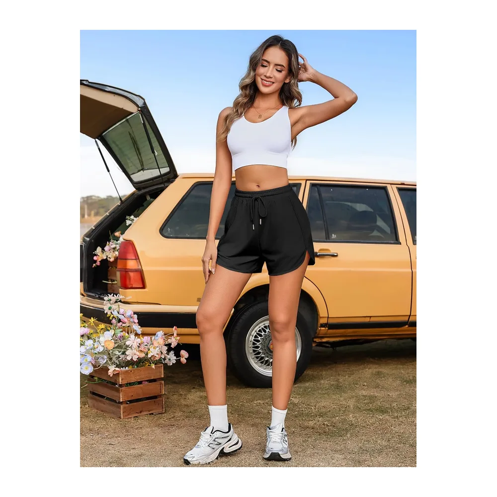Short Short de Sport Été Fente latérale — Noir