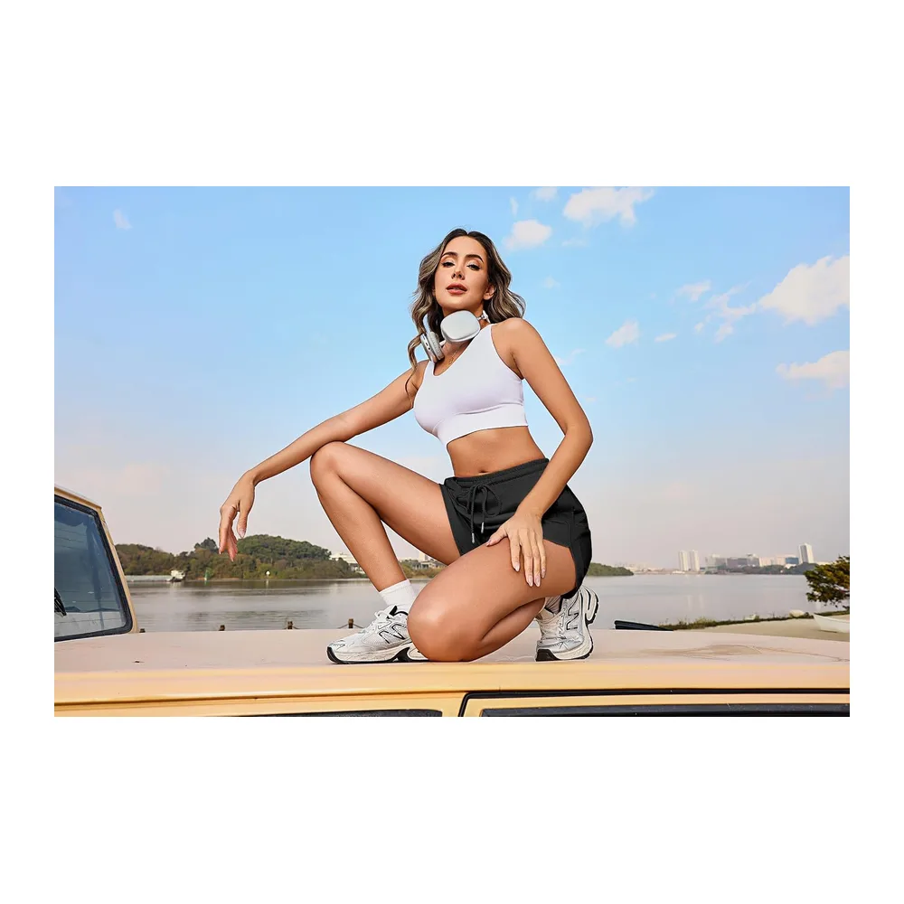 Short Short de Sport Été Fente latérale — Noir
