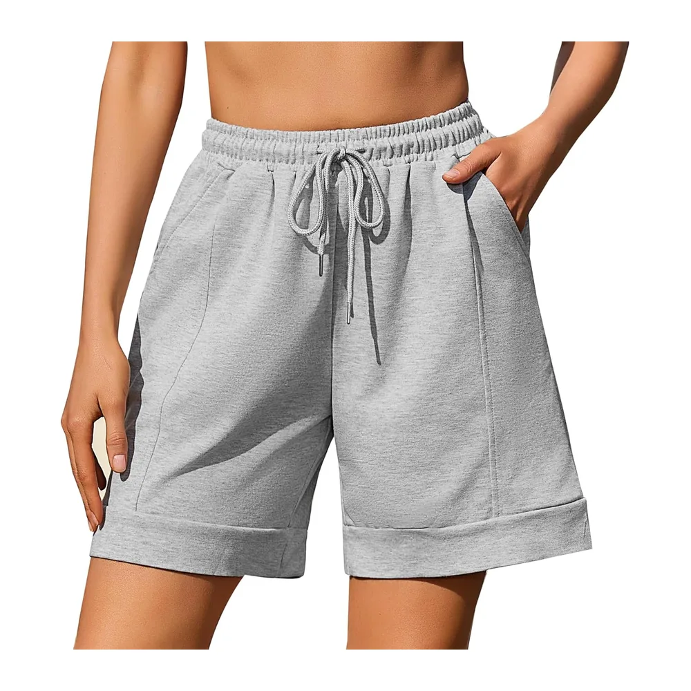 Cotton Sports Short Jogging Trousers with Pockets — Gris
