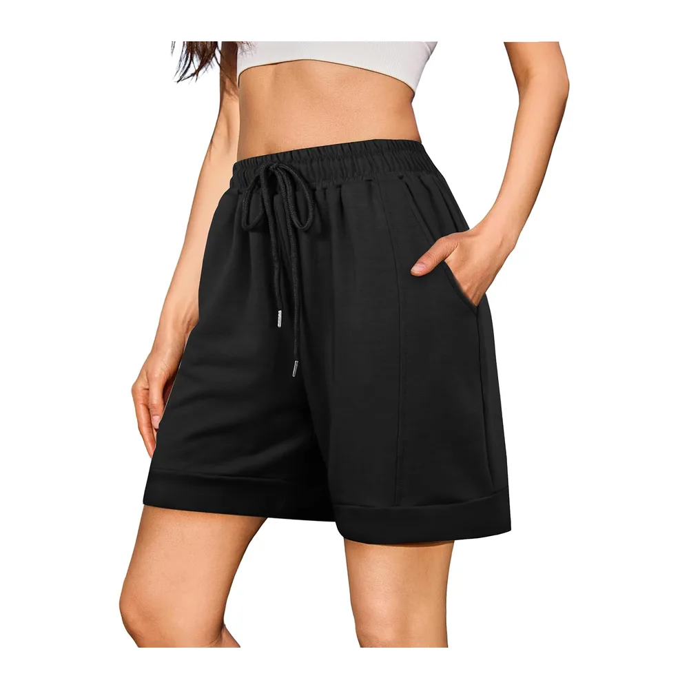 Cotton Sports Short Jogging Trousers with Pockets — Noir