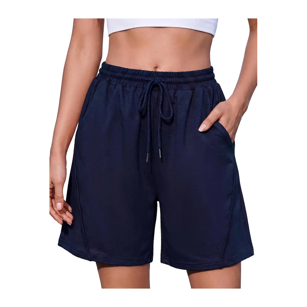 Short de Sport Été Bermuda Coton Doux avec Poches — B Bleu Marine