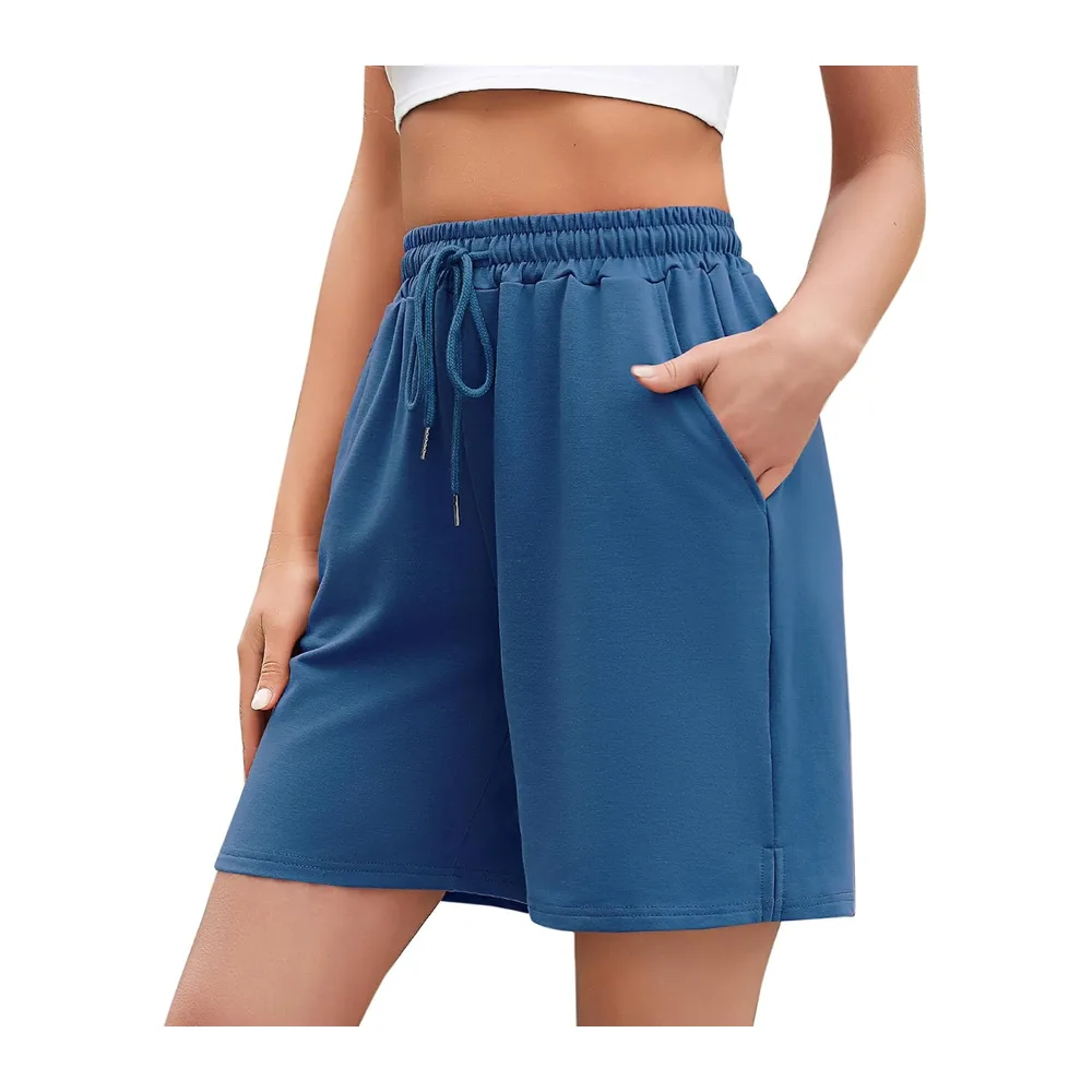 Summer Sports Shorts High Waist Jogging Shorts with Pocket Casual — Bermudes - Bleu Ciel