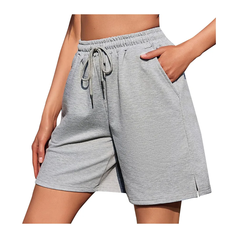 Summer Sports Shorts High Waist Jogging Shorts with Pocket Casual Beach — Bermudes - Gris