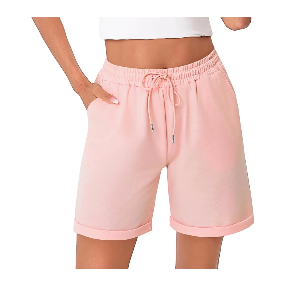 Bermuda Short Sport avec Poches pour Jogging Running Fitness d’Été Doux et — Rose