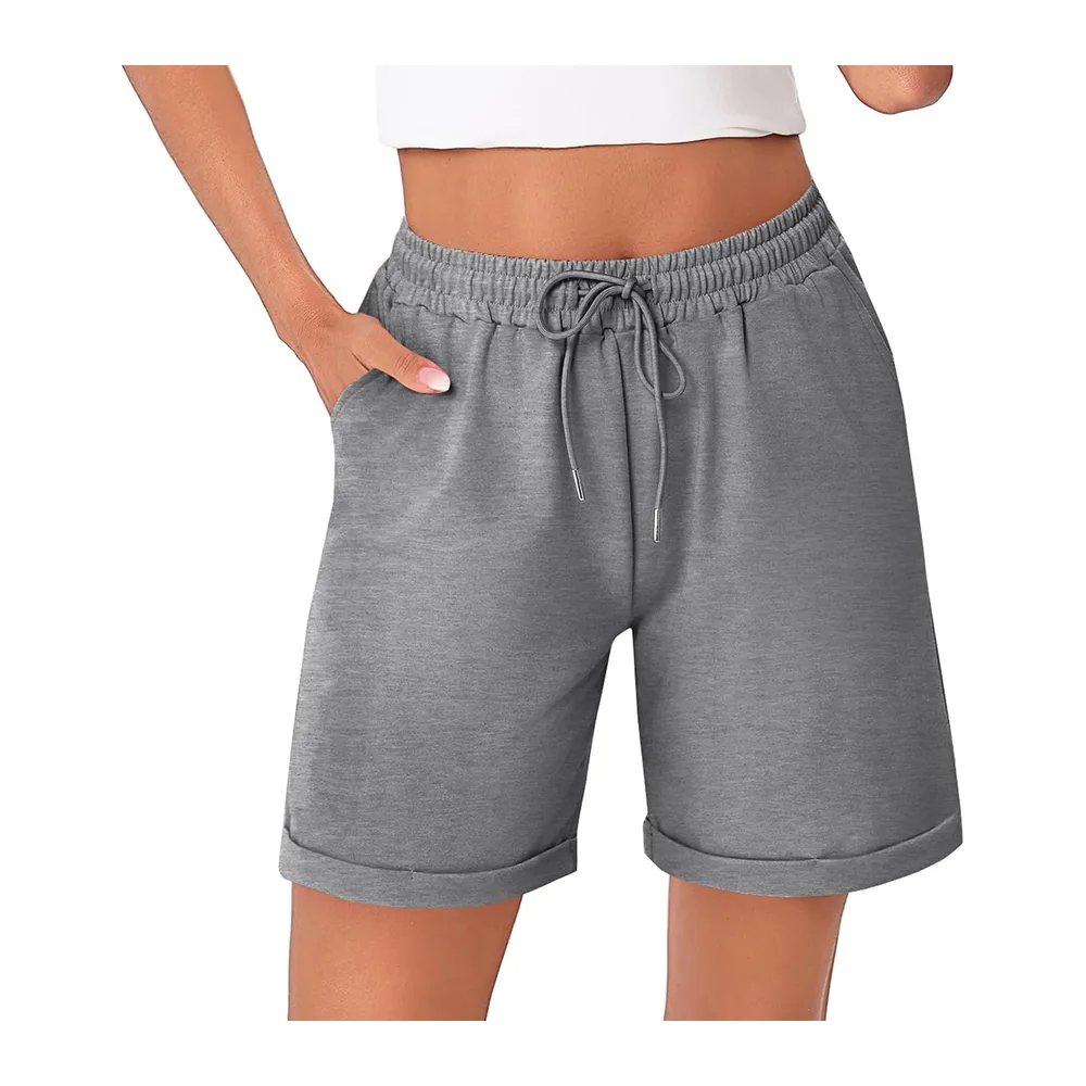 Bermuda Short Sport avec Poches pour Jogging Running Fitness d’Été Doux et — Gris