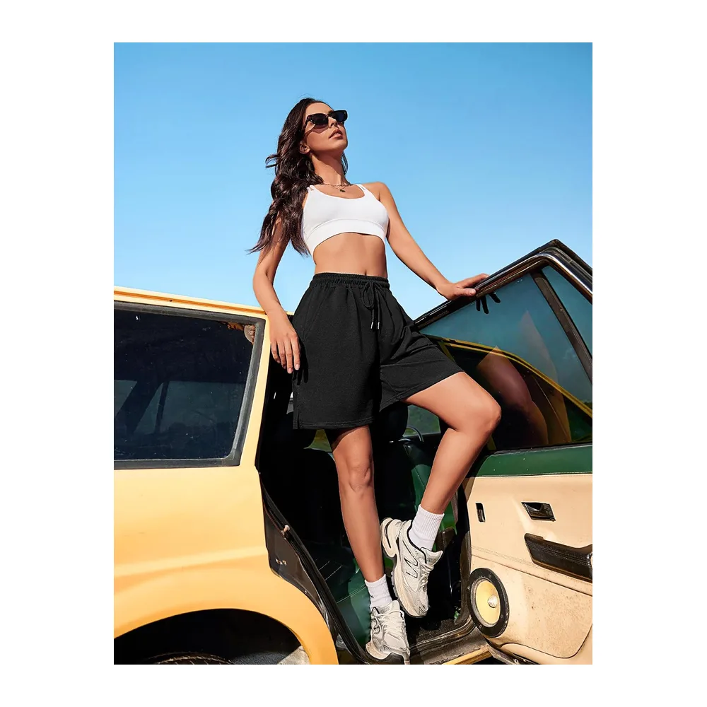 Summer Sports Shorts High Waist Jogging Shorts with Pocket Casual Beach — Bermuda - Noir