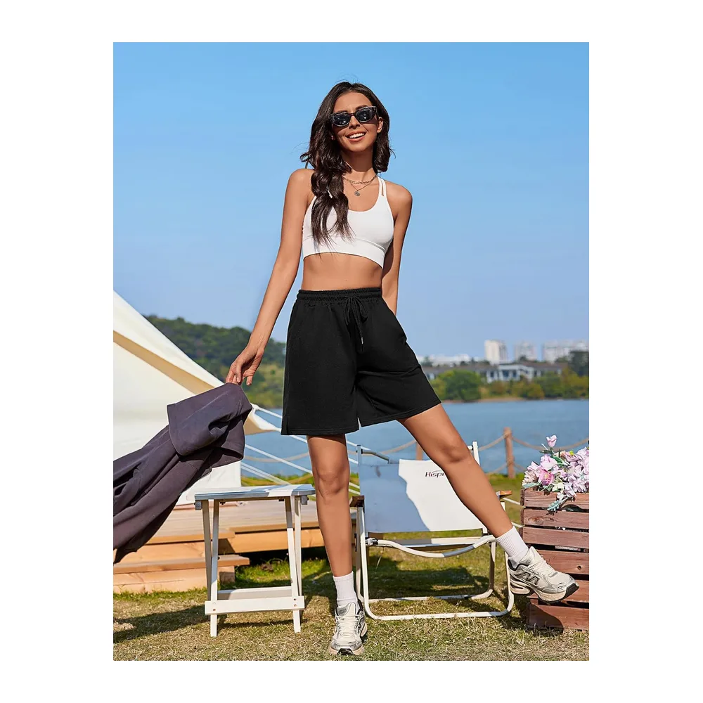 Summer Sports Shorts High Waist Jogging Shorts with Pocket Casual Beach — Bermuda - Noir