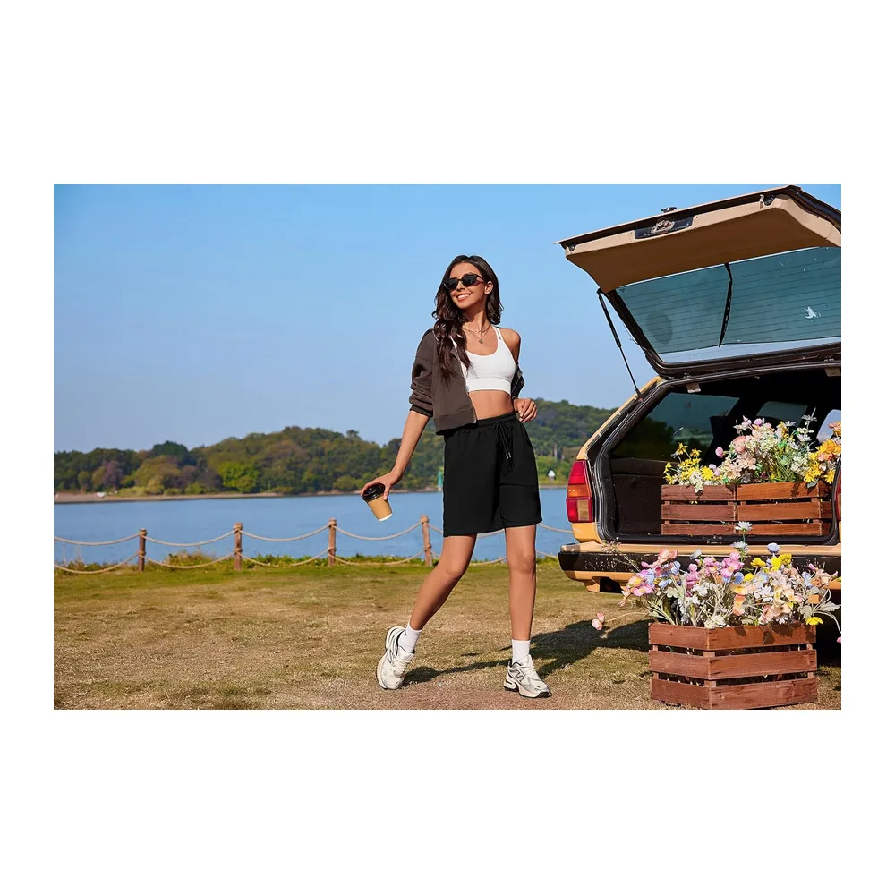 Summer Sports Shorts High Waist Jogging Shorts with Pocket Casual Beach — Bermuda - Noir