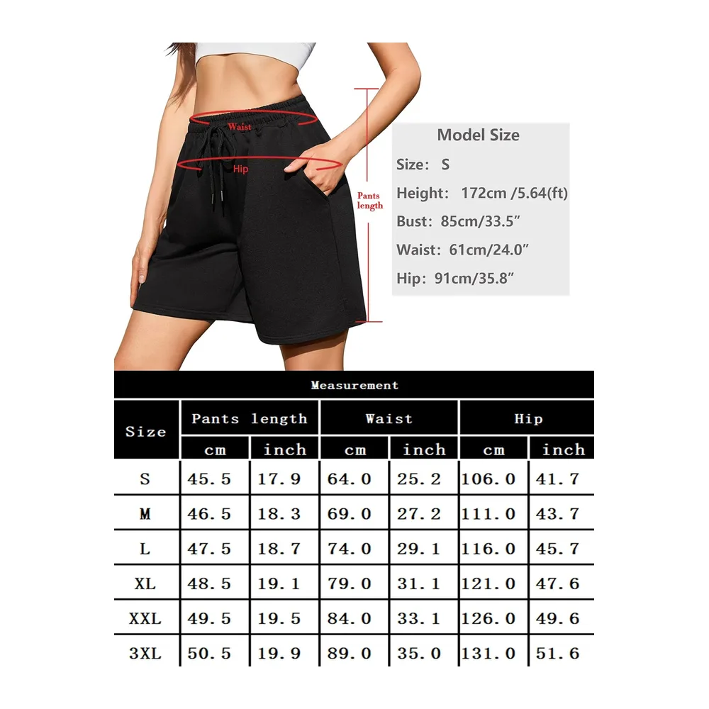 Summer Sports Shorts High Waist Jogging Shorts with Pocket Casual Beach — Bermuda - Noir