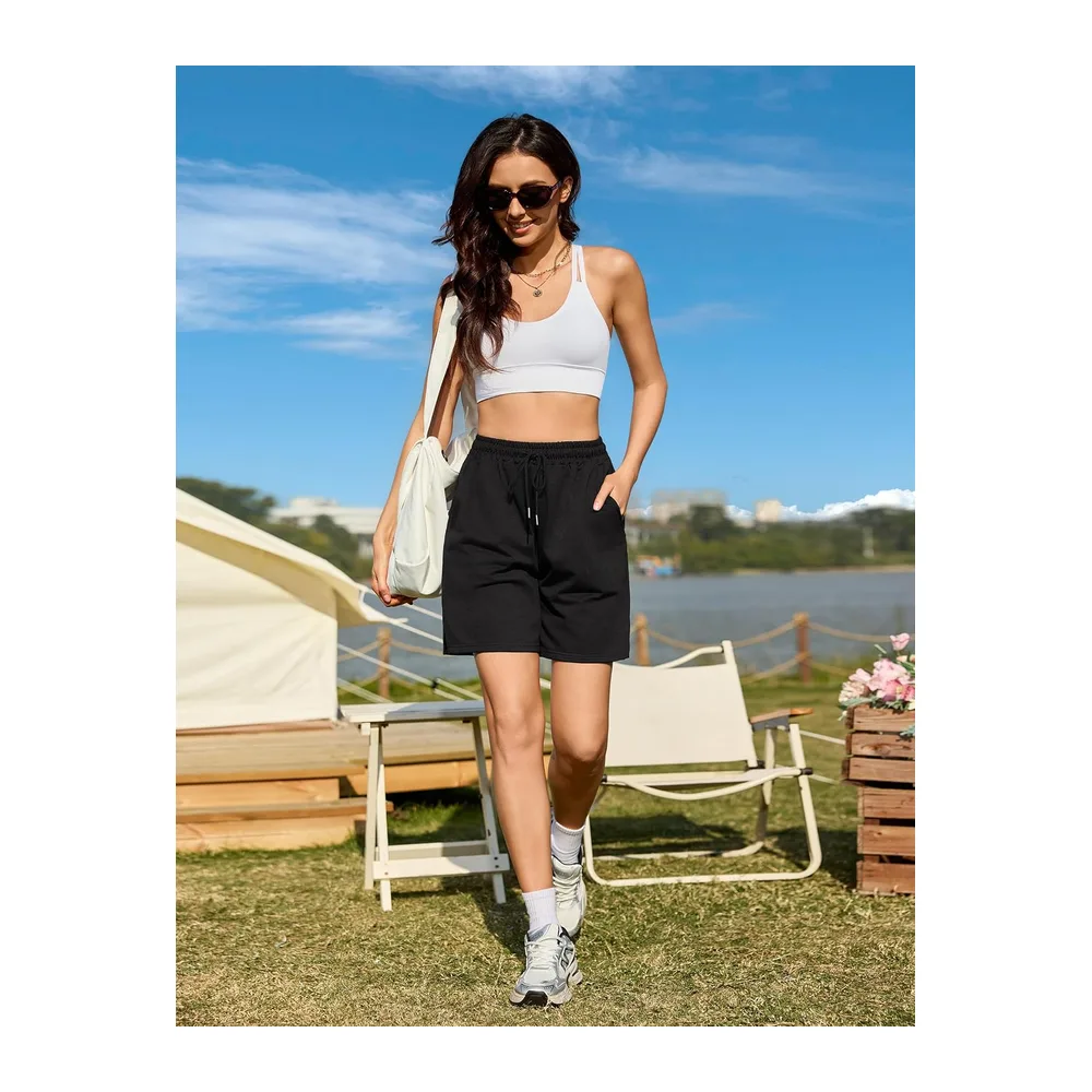 Summer Sports Shorts High Waist Jogging Shorts with Pocket Casual Beach — Bermuda - Noir