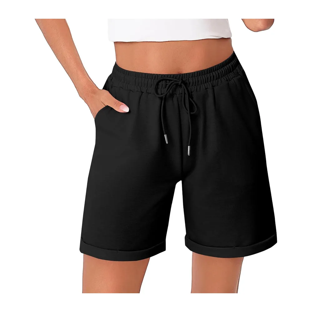 Bermuda Short Sport avec Poches pour Jogging Running Fitness d’Été Doux et — Noir
