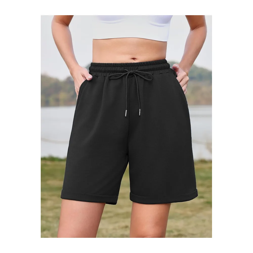 Bermuda Short Sport avec Poches pour Jogging Running Fitness d’Été Doux et — Noir