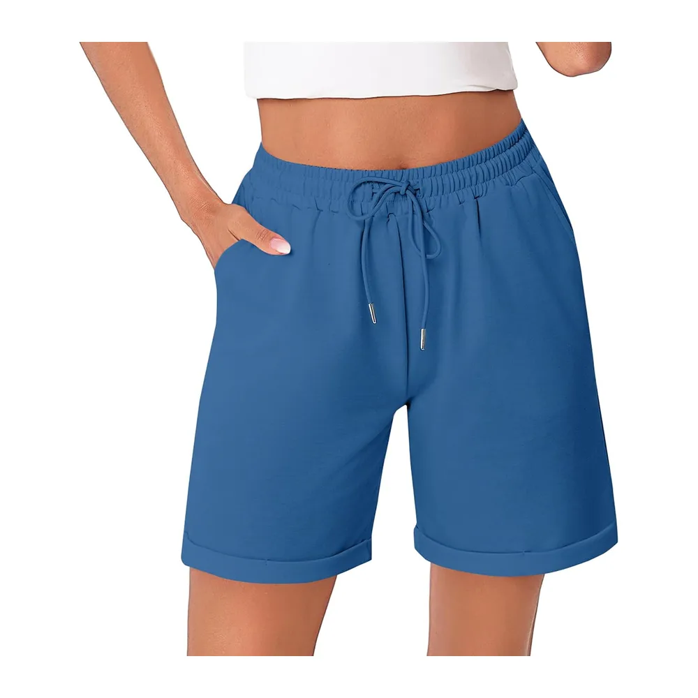 Bermuda Short Sport avec Poches pour Jogging Running Fitness d’Été Doux et — Bleu Rubis