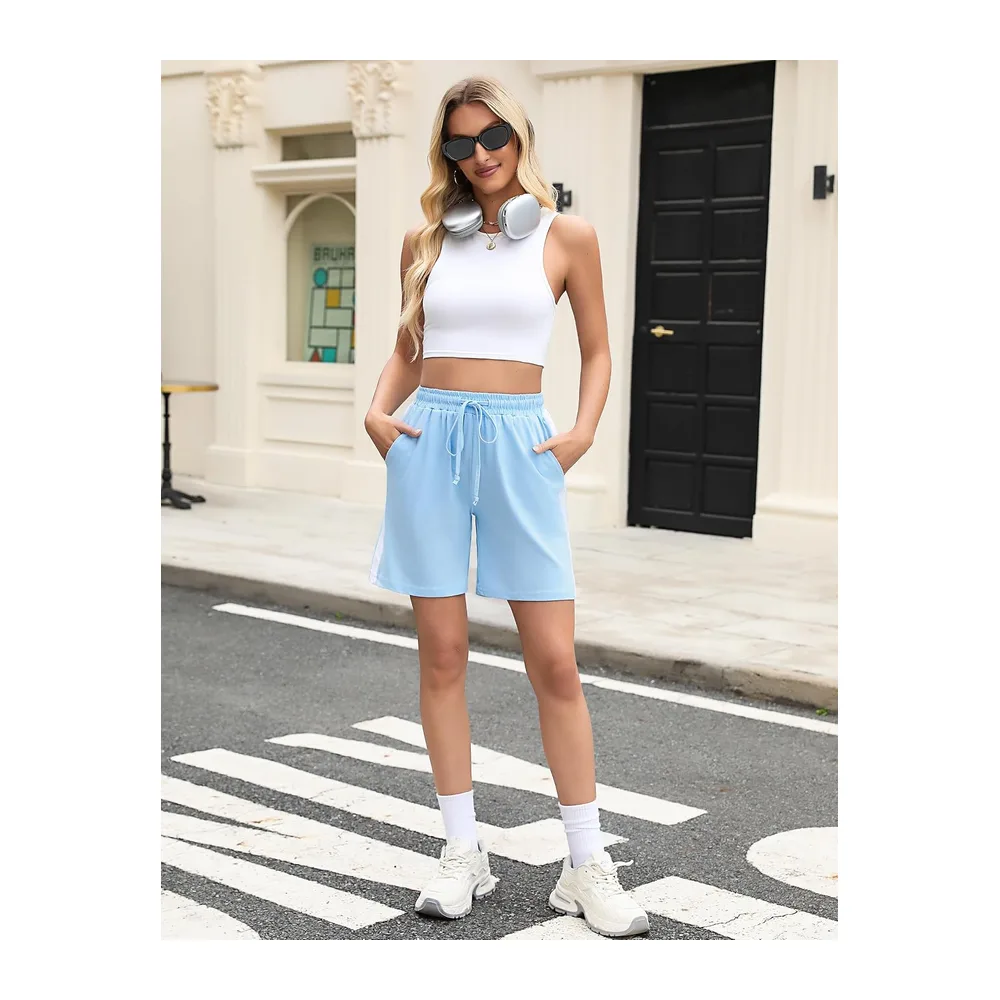 Short de Sport Été Bermuda Coton Doux avec Poches — Ciel Bleu