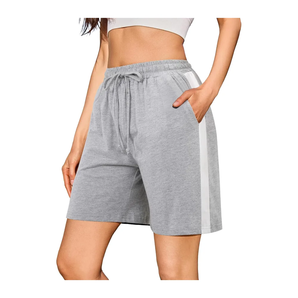 Short de Sport Été Bermuda Coton Doux avec Poches — Gris