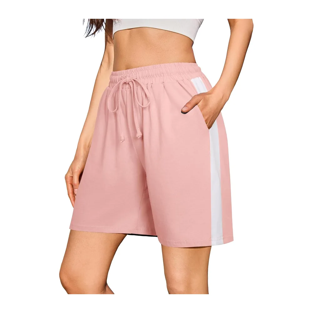 Short de Sport Été Bermuda Coton Doux avec Poches — Rose