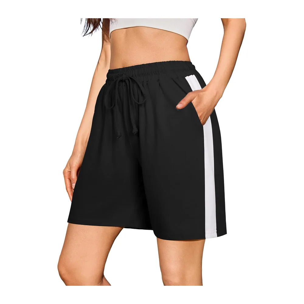Short de Sport Été Bermuda Coton Doux avec Poches — Noir