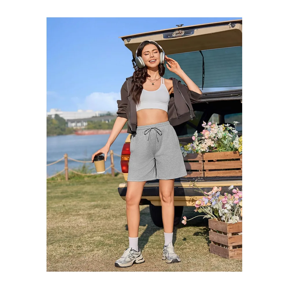 Short Sport Pantalon de Jogging Court Short de Course Décontracté d’Été avec Poches — Gris