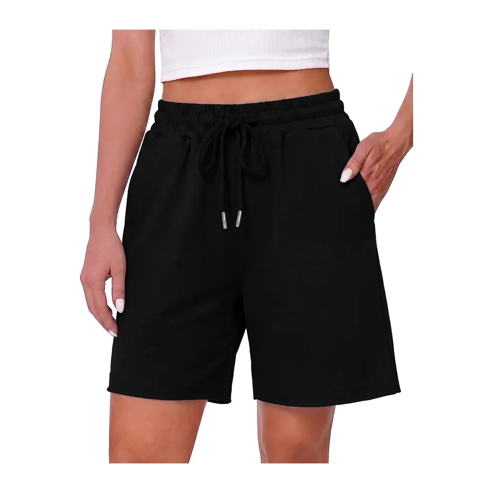 Short Sport Pantalon de Jogging Court Short de Course Décontracté d’Été avec Poches — Noir