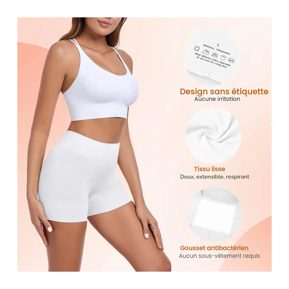 Anti Friction Cycling Shorts Under Skirt Summer Dress — Noir+beige+blanc