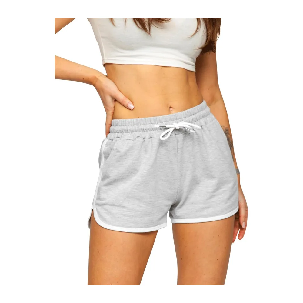 Sport Yoga Fitness Coton Shorts Gym Running Bodybuilding Shorts mi — Gris
