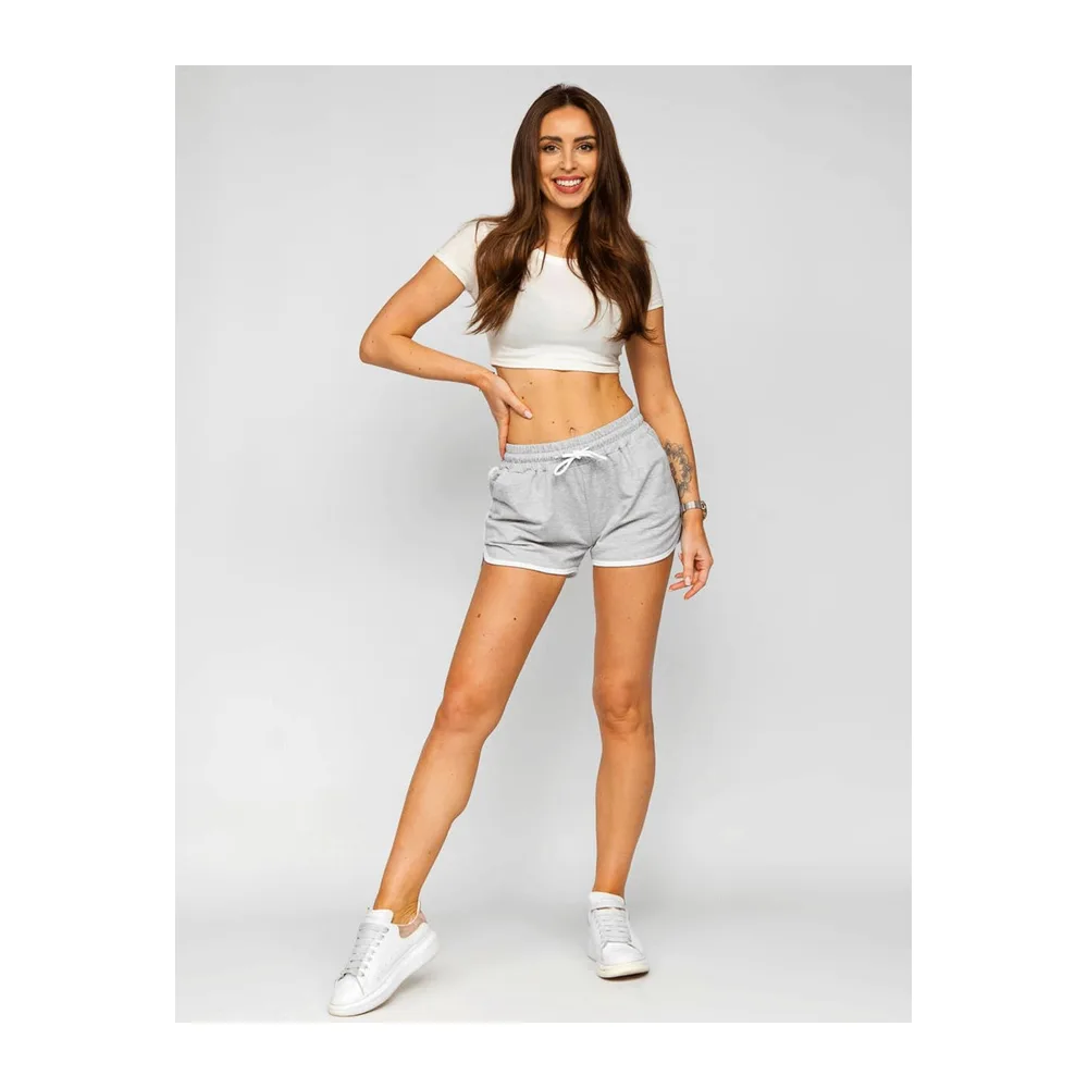 Sport Yoga Fitness Coton Shorts Gym Running Bodybuilding Shorts mi — Gris