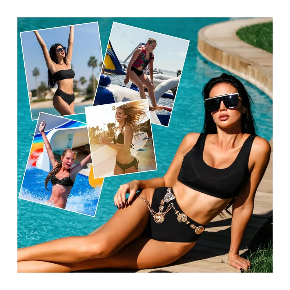 Maillot de Bain Anti-Fuite Période Pantalon de Bikini Taille Haute Noir Adolescente — Noir