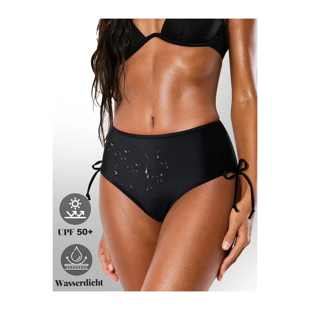 Maillot de Bain Anti-Fuite Période Pantalon de Bikini Taille Haute Noir Adolescente — Noir