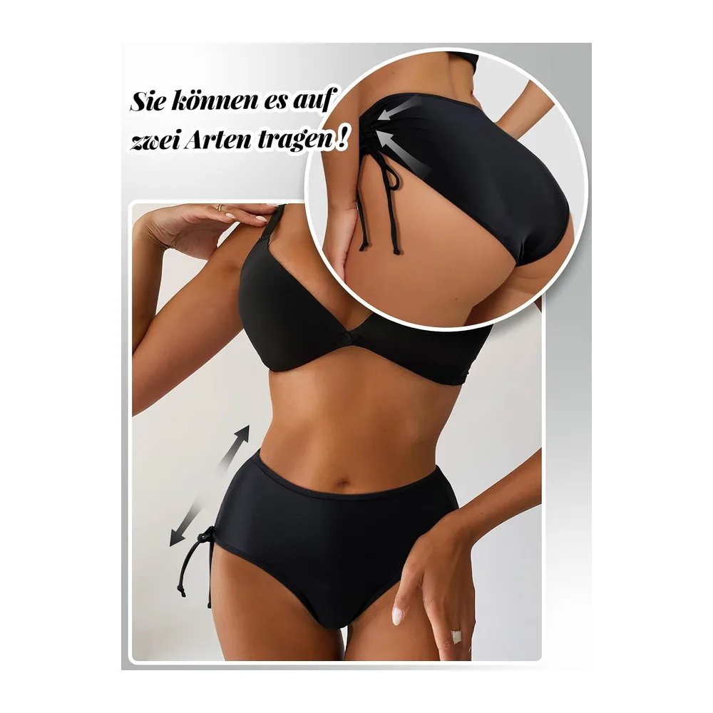 Maillot de Bain Anti-Fuite Période Pantalon de Bikini Taille Haute Noir Adolescente — Noir