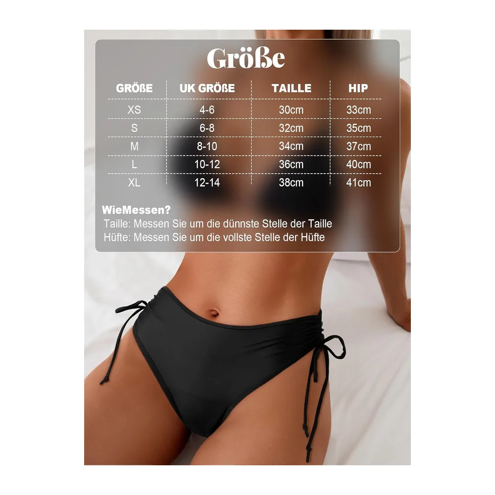 Maillot de Bain Anti-Fuite Période Pantalon de Bikini Taille Haute Noir Adolescente — Noir