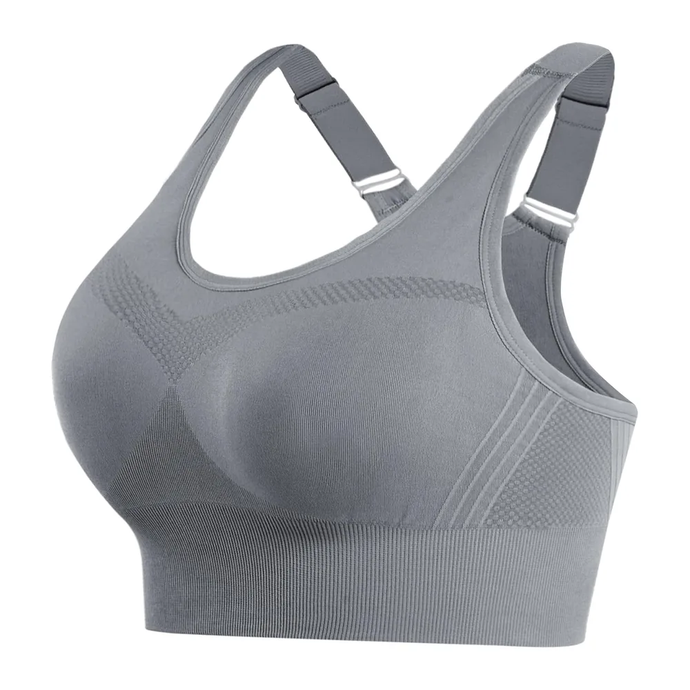 Brassiere Sport sans Armature Soutiens-Gorge de Sport Brassiere avec Coussinets — Gris