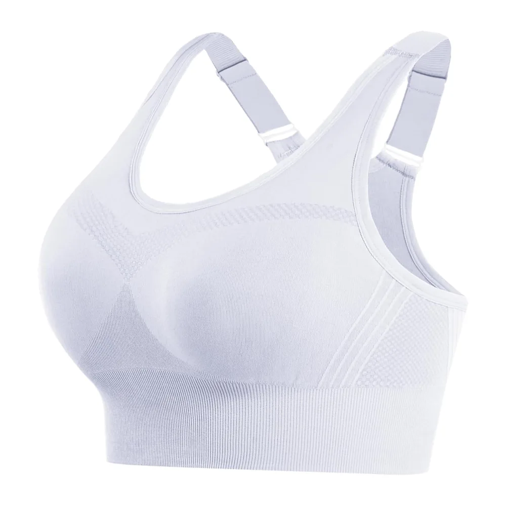 Brassiere Sport sans Armature Soutiens-Gorge de Sport Brassiere avec Coussinets — Blanc
