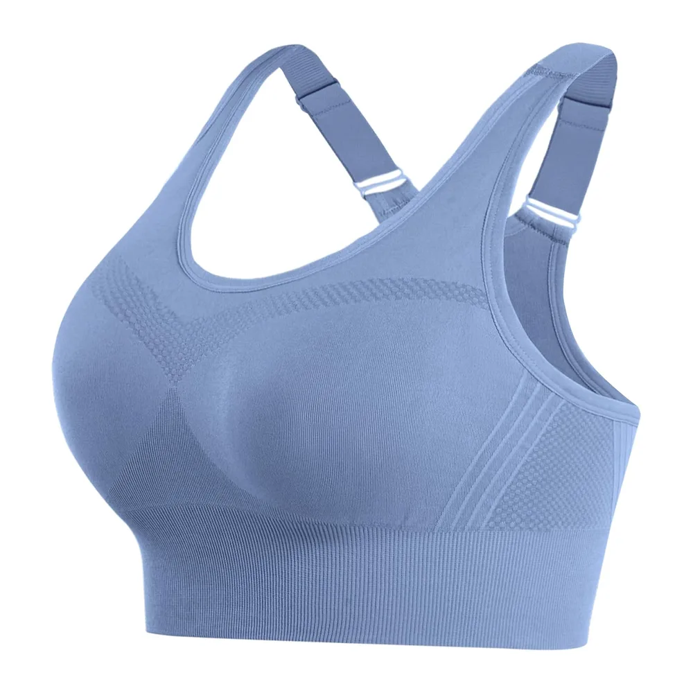 Brassiere Sport sans Armature Soutiens-Gorge de Sport Brassiere avec Coussinets — Bleu