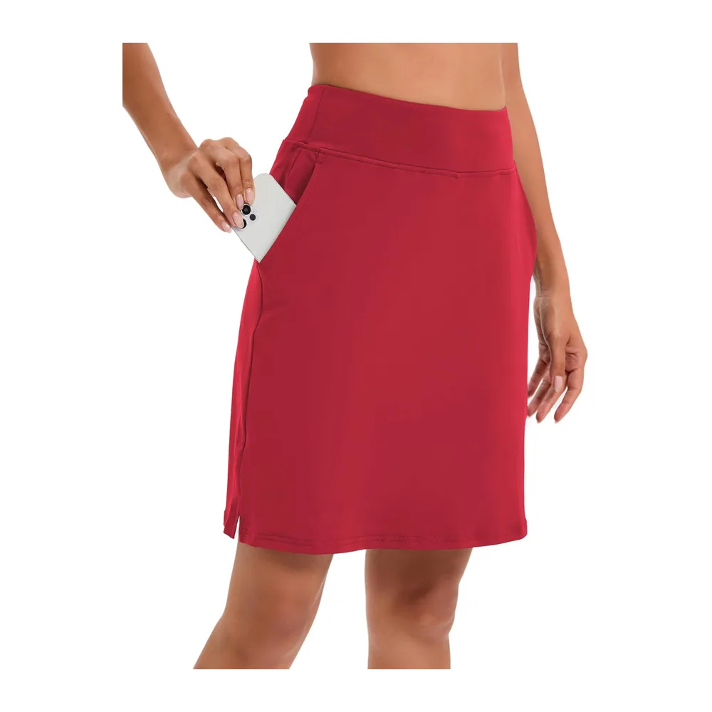 Jupe avec short intégré, longueur genou, taille haute, pour le sport, le tennis — Rouge