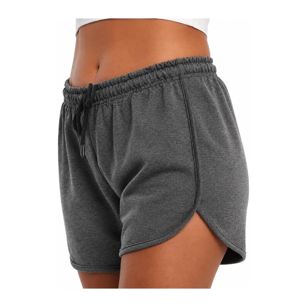 Summer Cotton Shorts Sport Lounge Shorts with Elastic Waist Adjustable — Gris Foncé