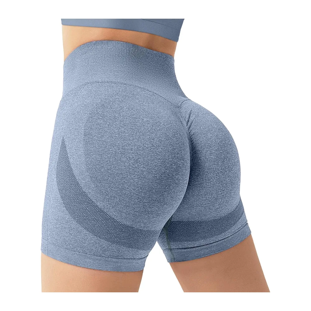 Sports Shorts Push Up Scrunch Butt Leggings Short High Waist Opaque Shorts — Bleu Clair