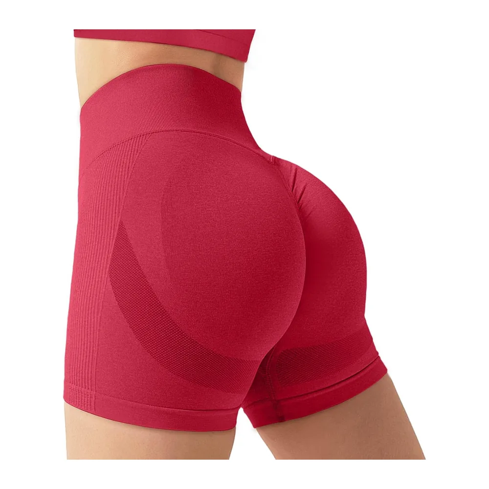 Sports Shorts Push Up Scrunch Butt Leggings Short High Waist Opaque Shorts — Rouge