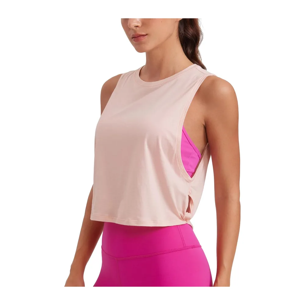 Coton Pima Débardeur Épaules Larges — Guimauve Rose