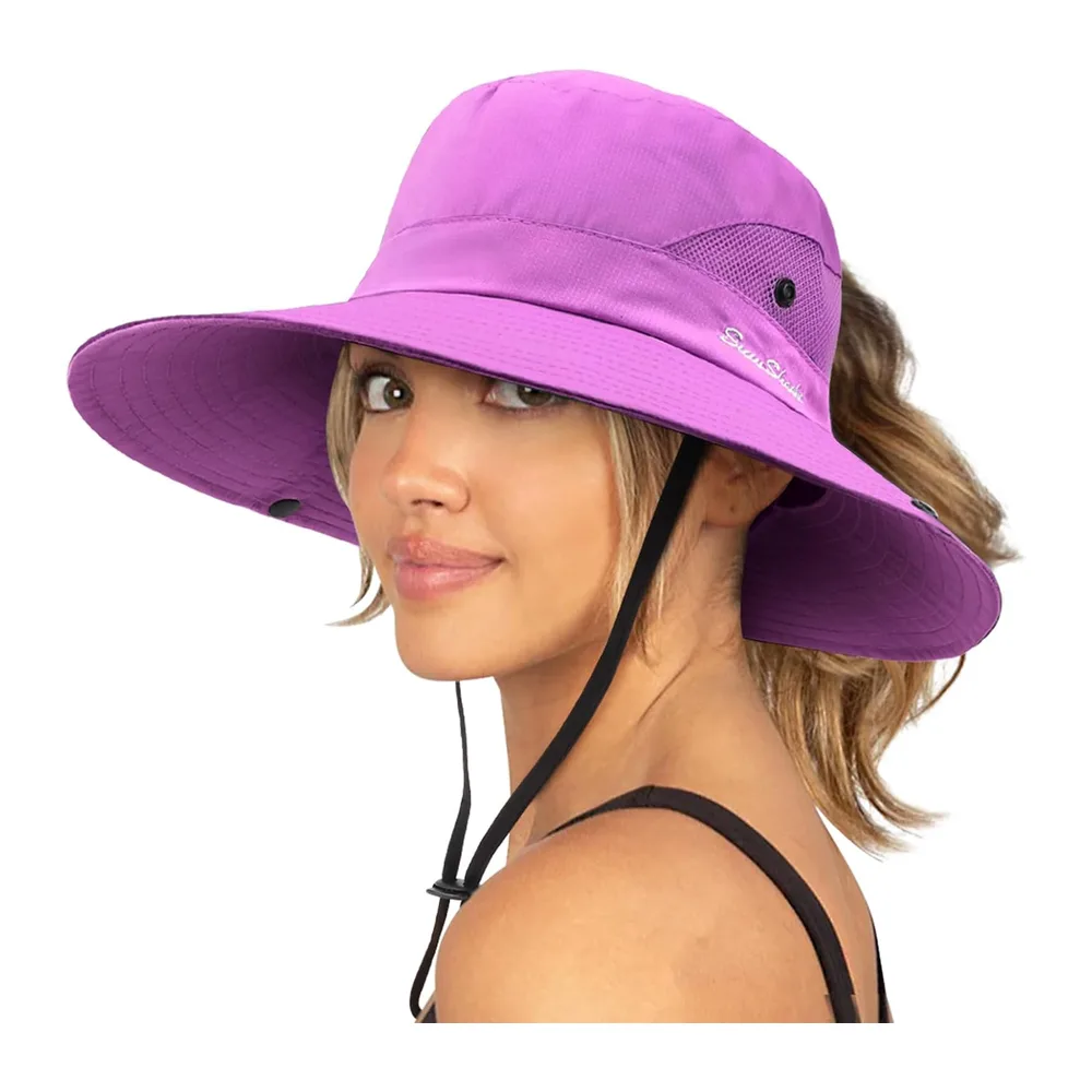 DRESHOW Soleil Chapeau l'extérieur UV Protection Pliable Large Bord Pêche à Cheval Queue