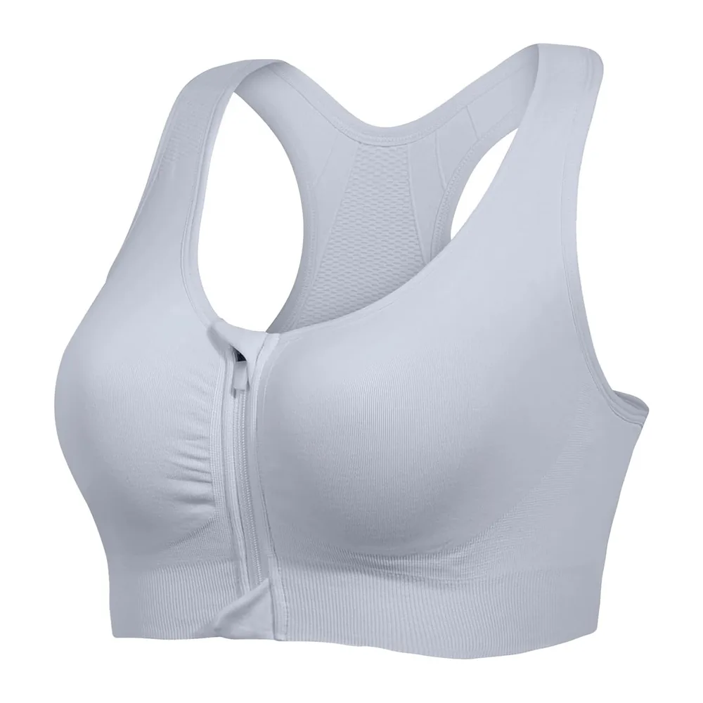 Soutien-Gorge de Sport à Fermeture éclair sur Le Devant, Soutien-Gorge — Gris