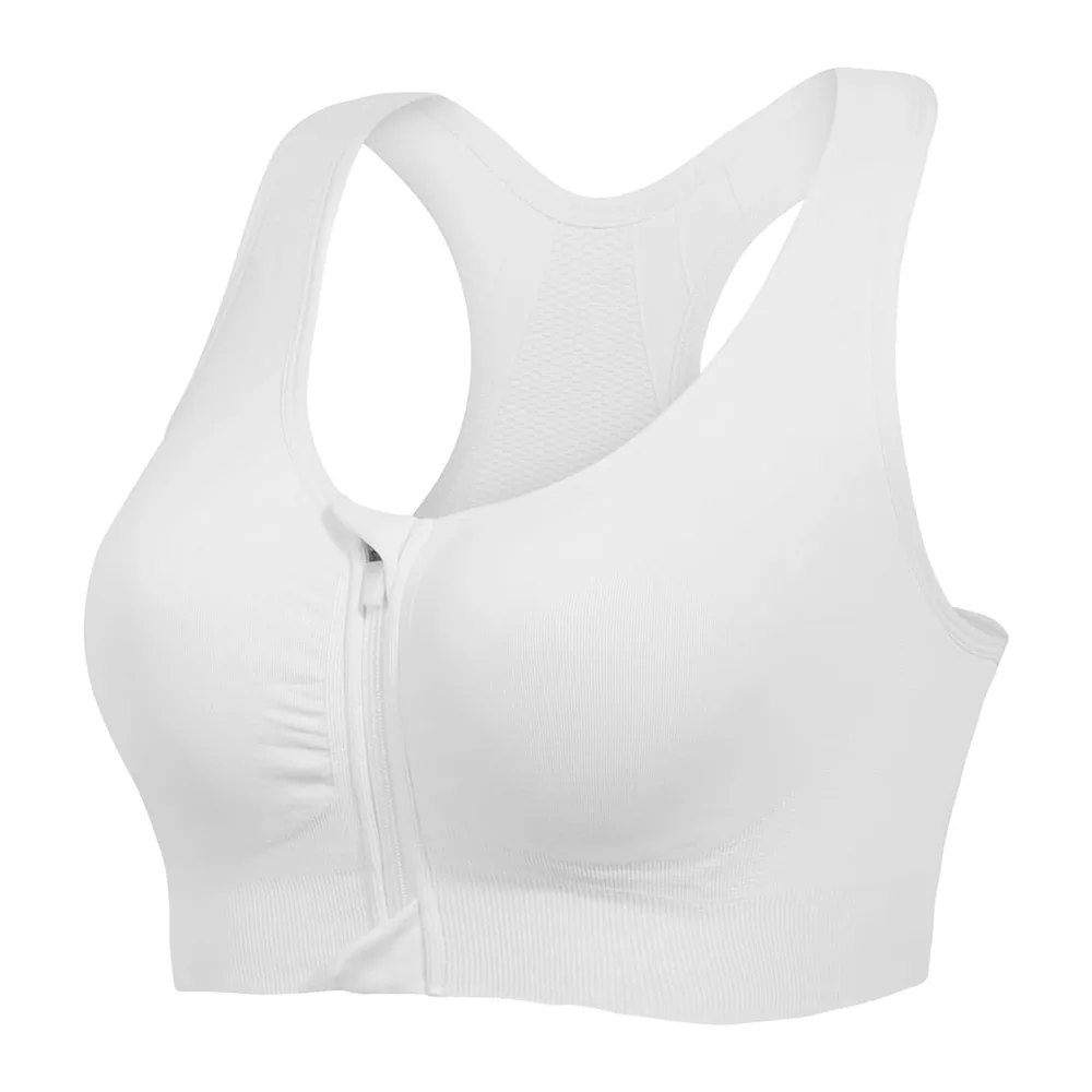 Soutien-Gorge de Sport à Fermeture éclair sur Le Devant, Soutien-Gorge — Blanc