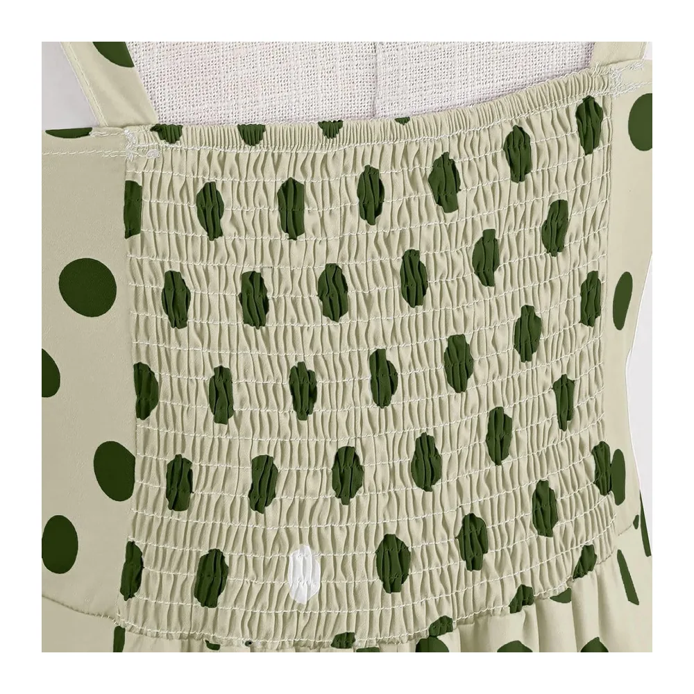 Robe trapèze rétro sans manches avec ceinture à pois et ourlet large — Vert Menthe