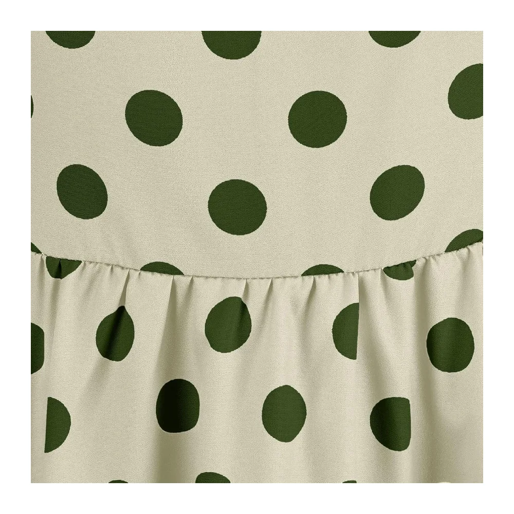 Robe trapèze rétro sans manches avec ceinture à pois et ourlet large — Vert Menthe
