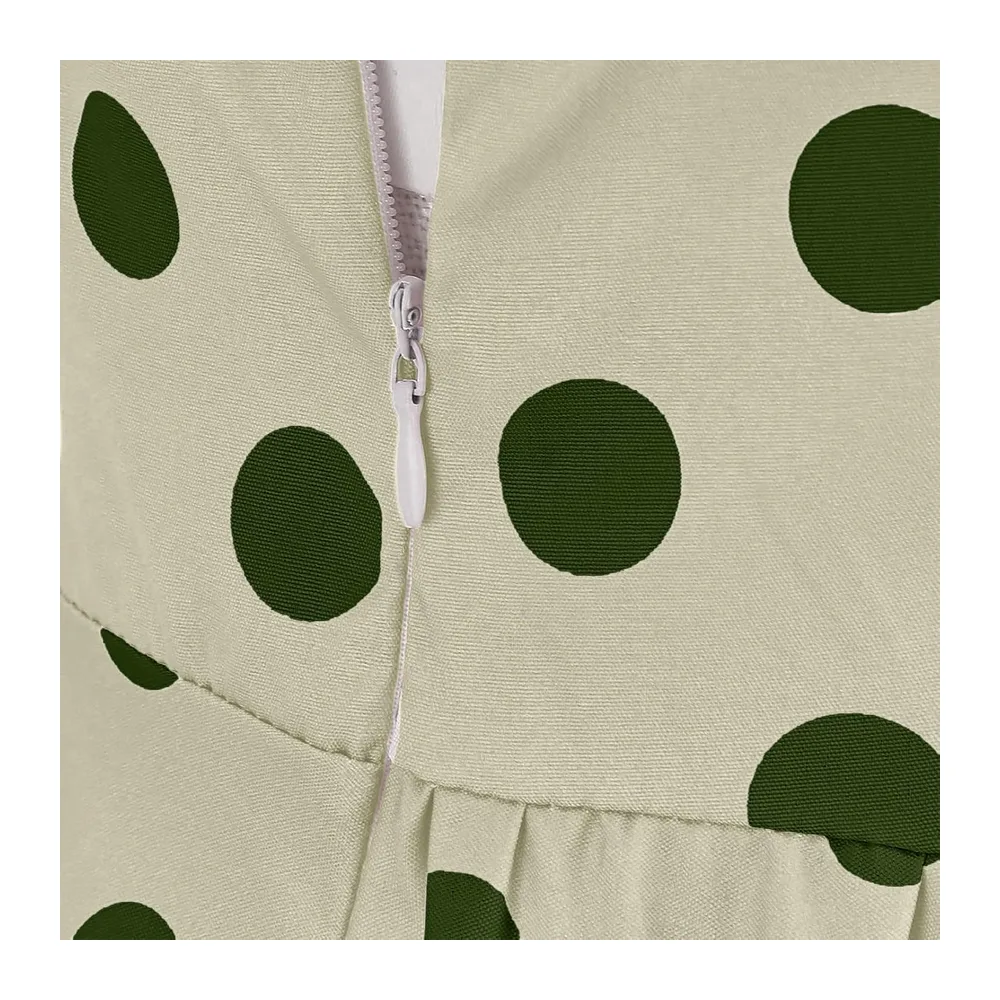 Robe trapèze rétro sans manches avec ceinture à pois et ourlet large — Vert Menthe