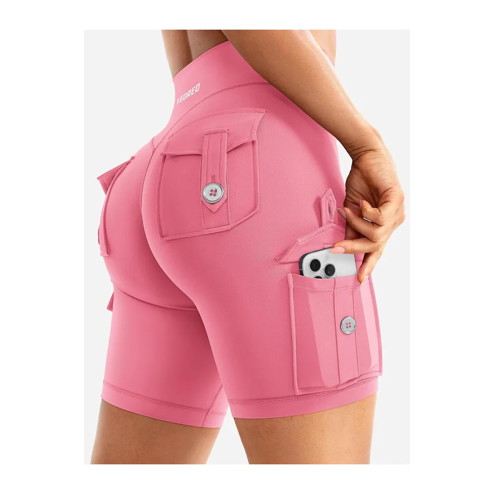 CoreFlex Short de cyclisme, avec 4 poches, invisible, Scrunch, taille — Rose Corail