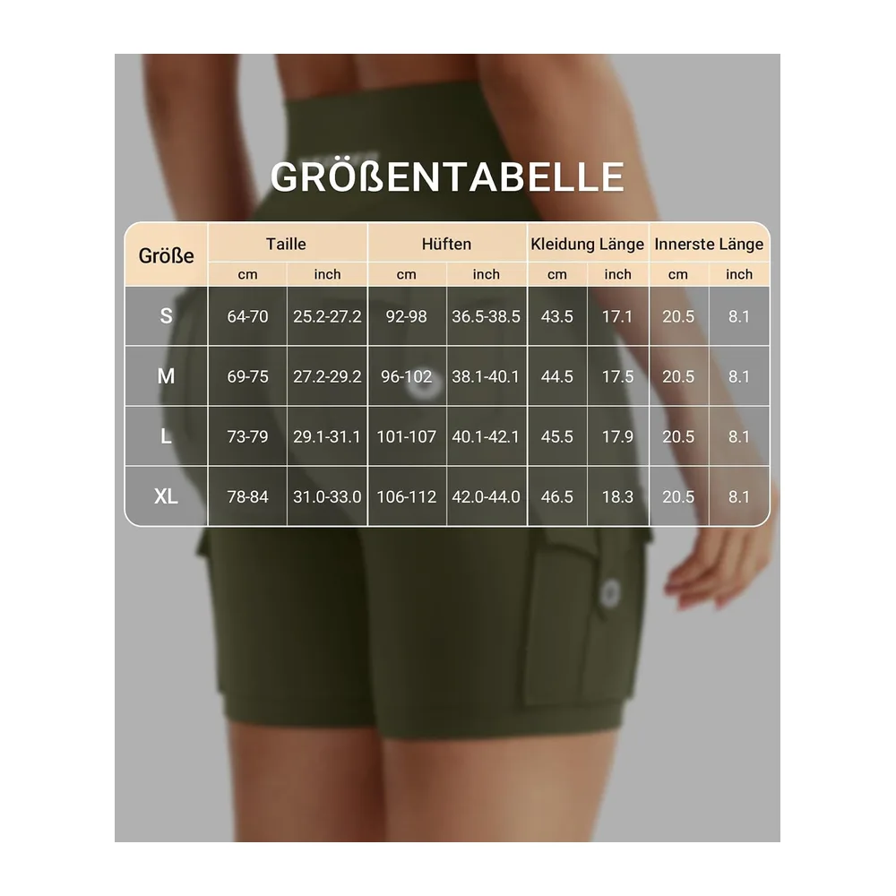 CoreFlex Short de cyclisme, avec 4 poches, invisible, Scrunch, taille — Rose Corail