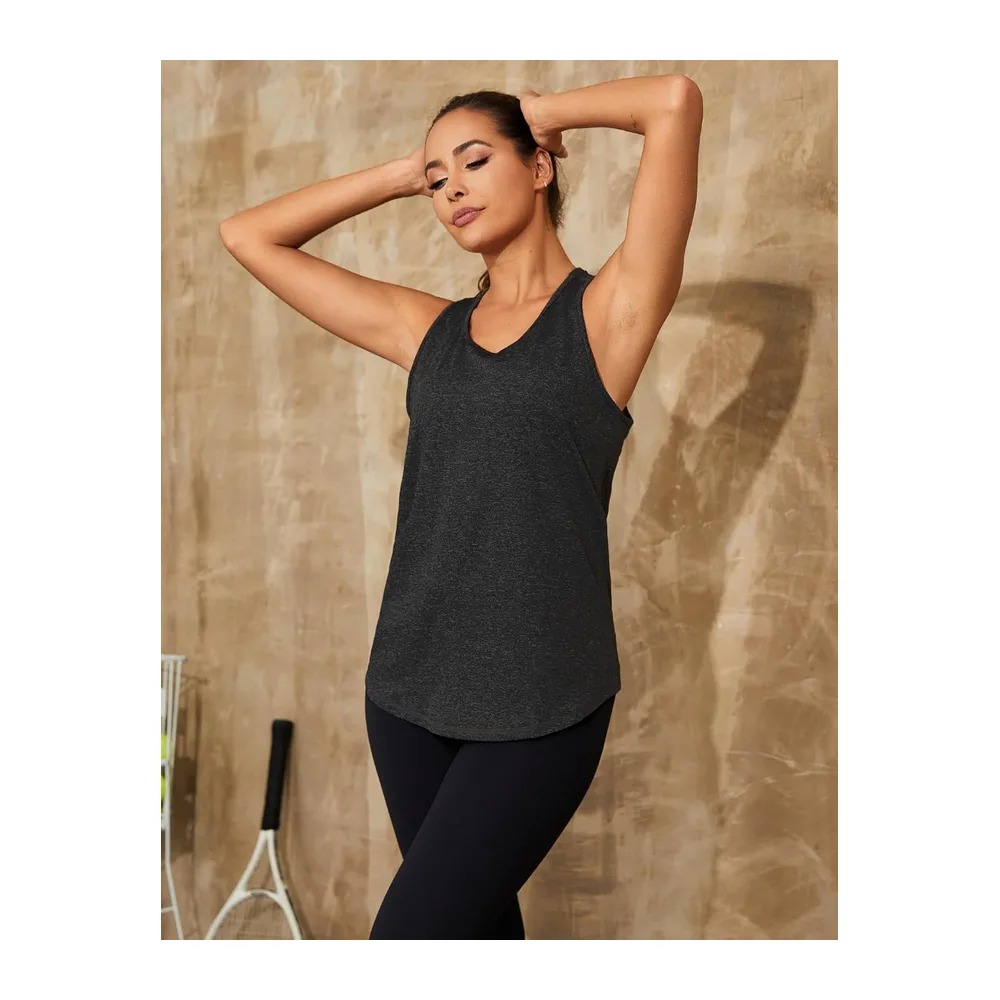 Sports Tank Top Round Neck Sleeveless Backless Quick Dry — Noir