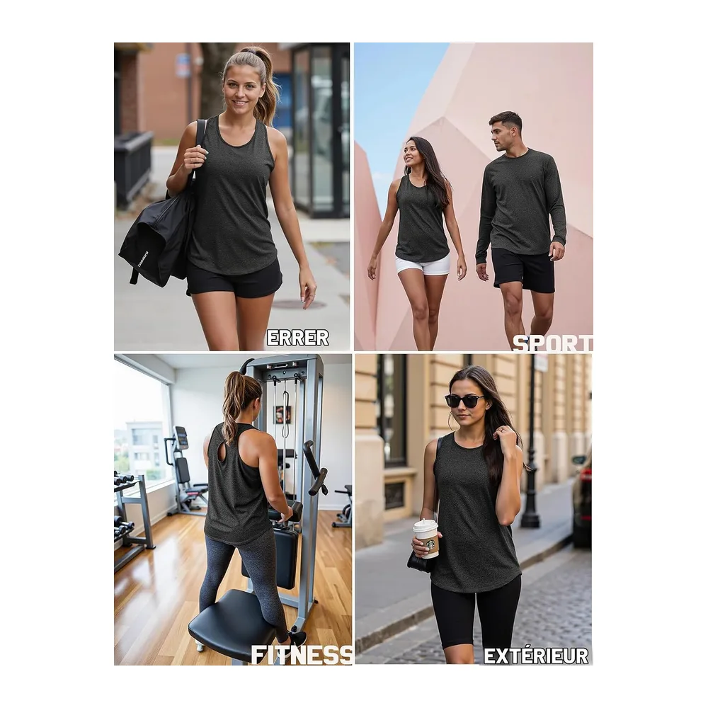 Sports Tank Top Round Neck Sleeveless Backless Quick Dry — Noir