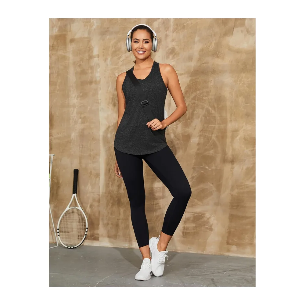 Sports Tank Top Round Neck Sleeveless Backless Quick Dry — Noir